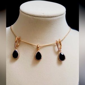 18k oro laminado set earrings and necklace